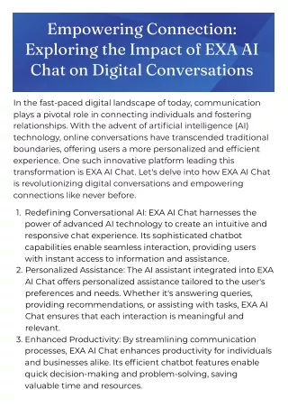 Empowering Connection: Exploring the Impact of EXA AI Chat on Digital Conversati