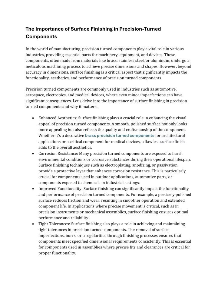 the importance of surface finishing in precision