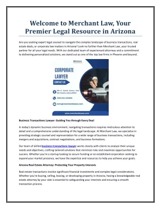 Welcome to Merchant Law, Your Premier Legal Resource in Arizona