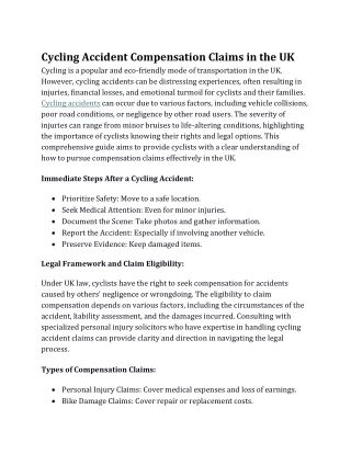 Cycling Accidents  Claims in the UK!