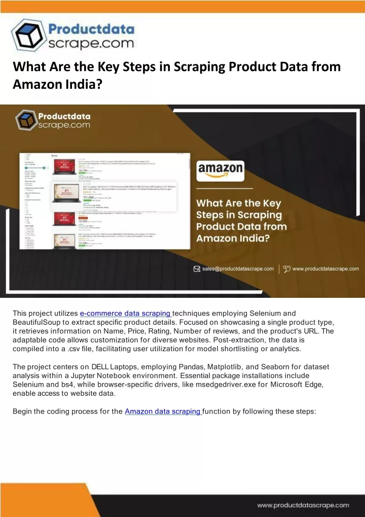 what are the key steps in scraping product data from amazon india