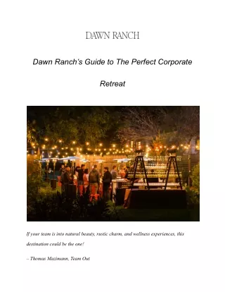 Inspiring Corporate Retreats at Dawn Ranch, Sonoma County