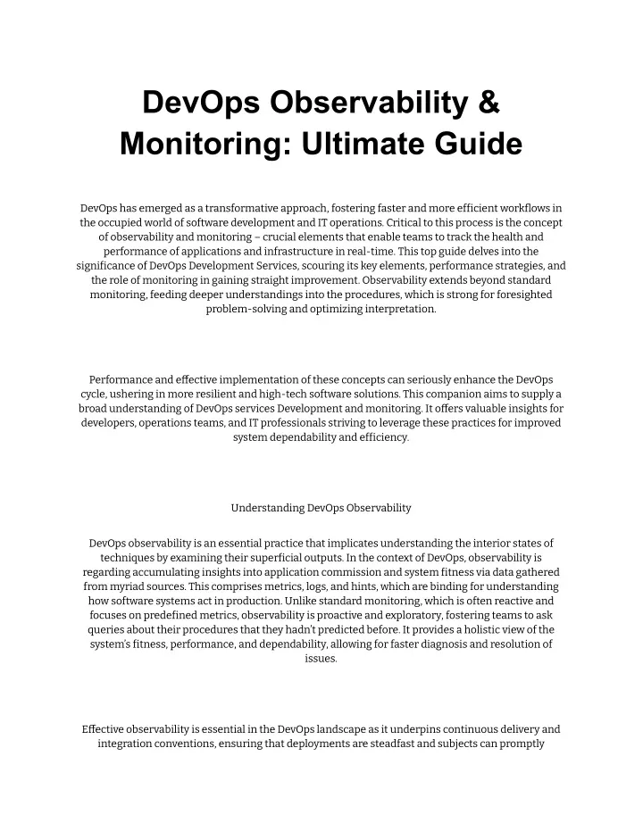 devops observability monitoring ultimate guide