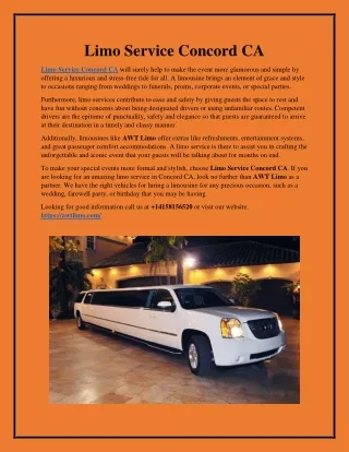 Limo Service Concord CA