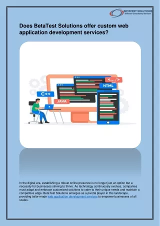 Does BetaTest Solutions offer custom web application development services