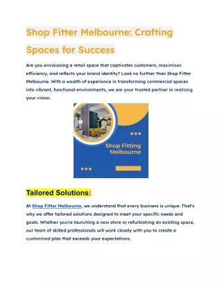 Shop Fitter Melbourne_ Crafting Spaces for Success