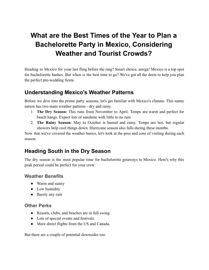 what are the best times of the year to plan