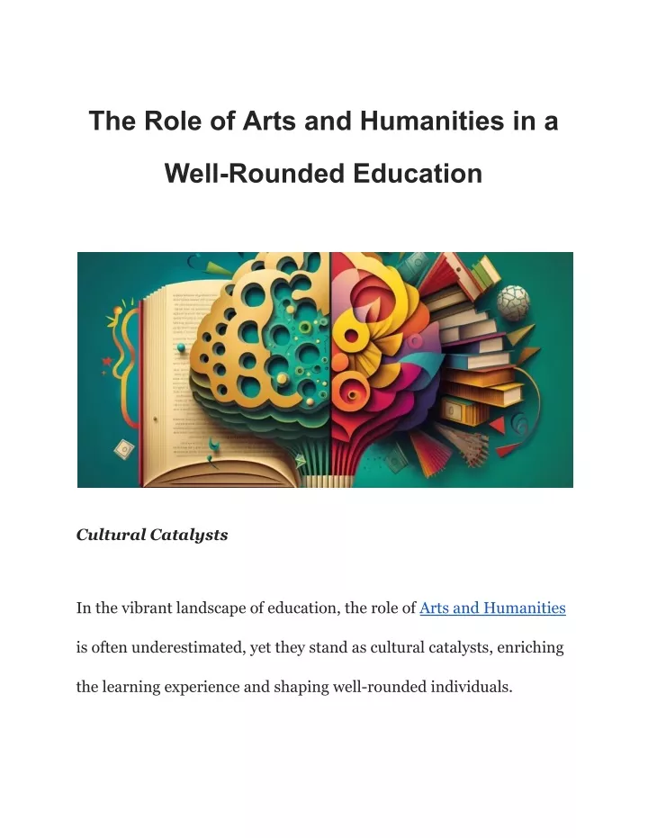 the role of arts and humanities in a