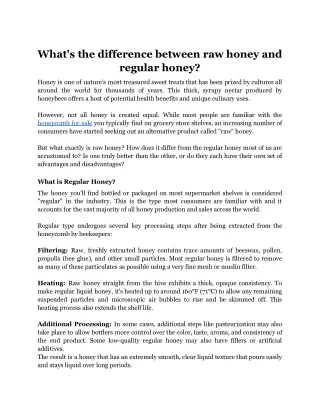 What's the difference between raw honey and regular honey_