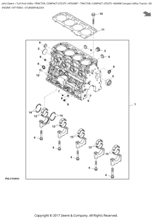 John Deere 4044M Compact Utility Tractor Parts Catalogue Manual (PC12006)