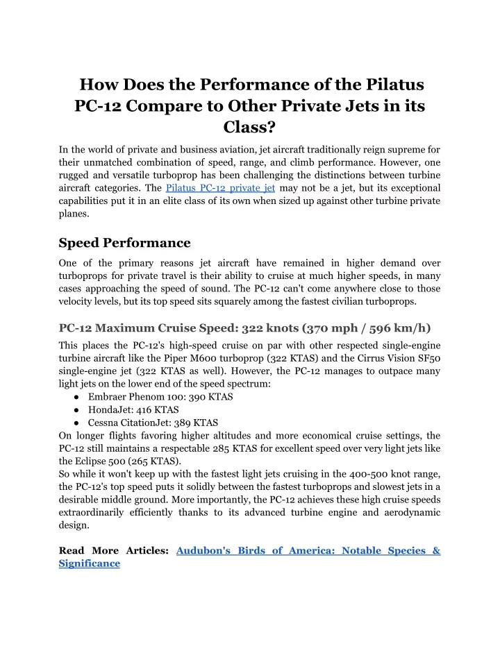 how does the performance of the pilatus