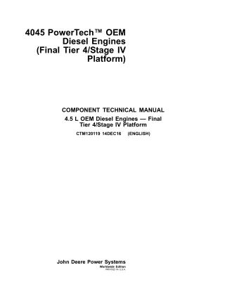 John Deere 4045 PowerTech™ OEM Diesel Engines (Final Tier 4Stage IV Platform) Service Repair Manual (CTM120119)
