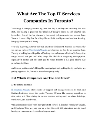 What Are The Top IT Services Companies In Toronto