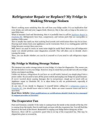 refrigerator repair or replace my fridge
