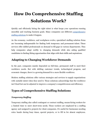 How do Comprehensive Staffing Solutions work
