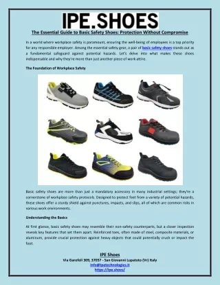 The Essential Guide to Basic Safety Shoes Protection Without Compromise