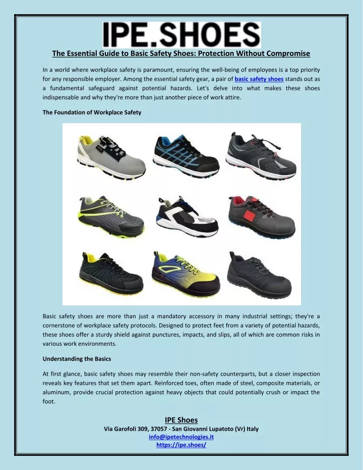 the essential guide to basic safety shoes