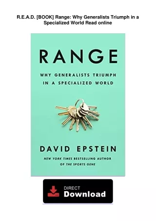 R.E.A.D. [BOOK] Range: Why Generalists Triumph in a Specialized World Read