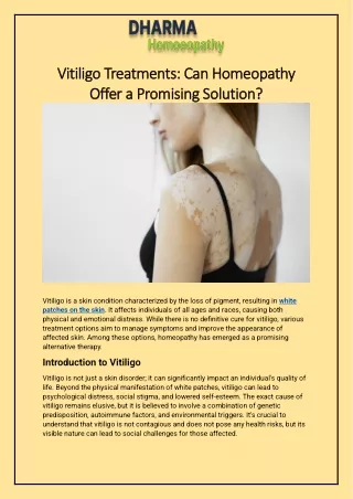 Vitiligo Treatments_ Can Homeopathy Offer a Promising Solution