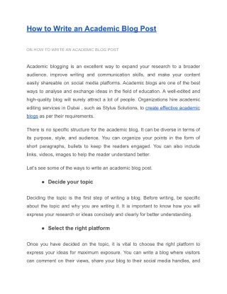 how to write an academic blog post