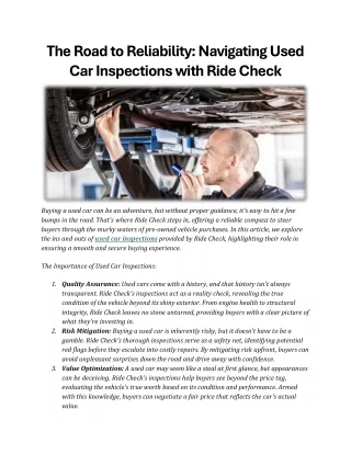 the road to reliability navigating used