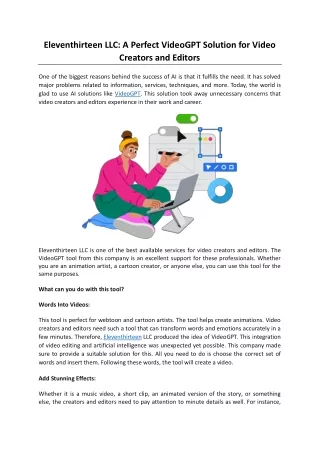 Eleventhirteen LLC: A Perfect VideoGPT Solution for Video Creators and Editors