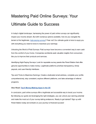 Mastering Paid Online Surveys_ Your Ultimate Guide to Success