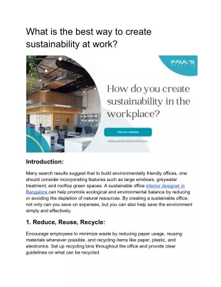 What is the best way to create sustainability at work_