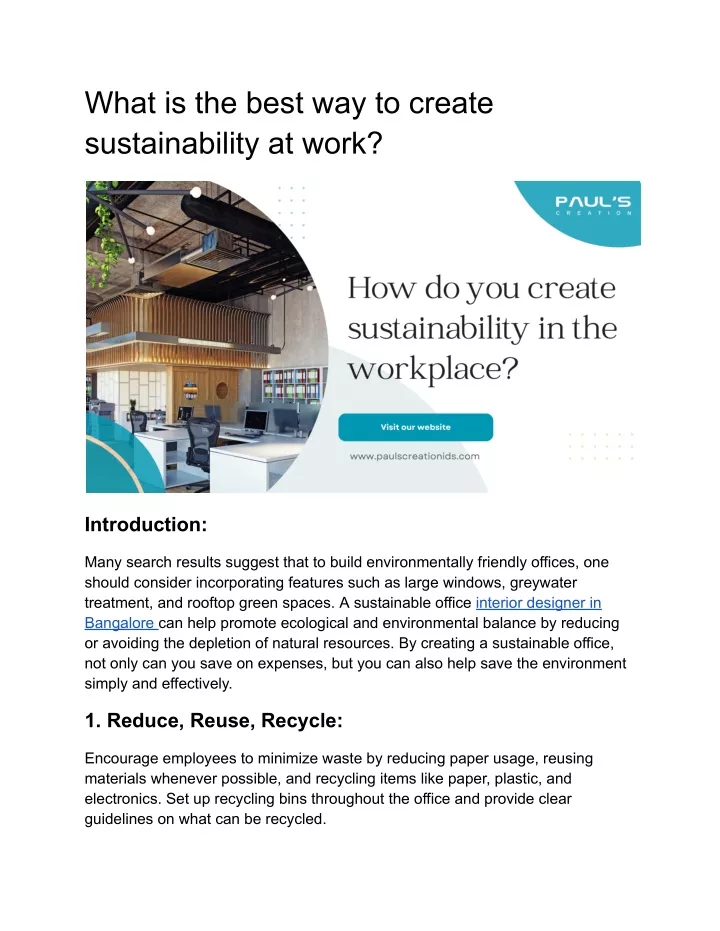 what is the best way to create sustainability