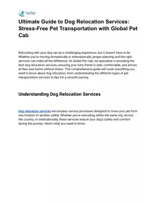 Ultimate Guide to Dog Relocation Services_ Stress-Free Pet Transportation with Global Pet Cab