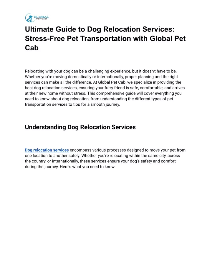 ultimate guide to dog relocation services stress