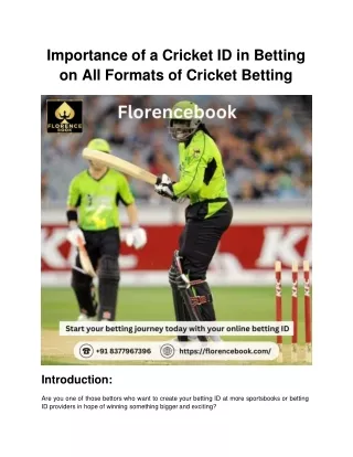 importance of a cricket id in betting on all formats of cricket betting