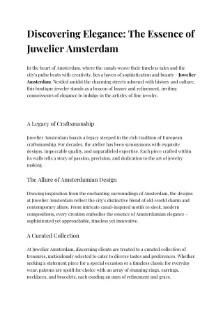 Timeless Treasures: Discover the Legacy of Beauty at Juwelier Den Haag