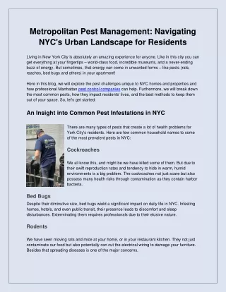 Metropolitan Pest Management Navigating NYC's Urban Landscape for Residents