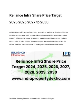 Reliance Infra Share Price Target 2025 2026 2027 to 2030