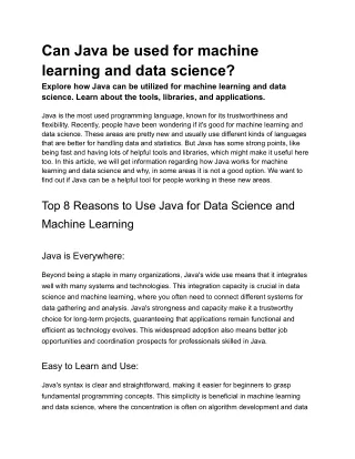 Can Java be used for machine learning and data science