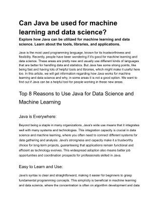 can java be used for machine learning and data