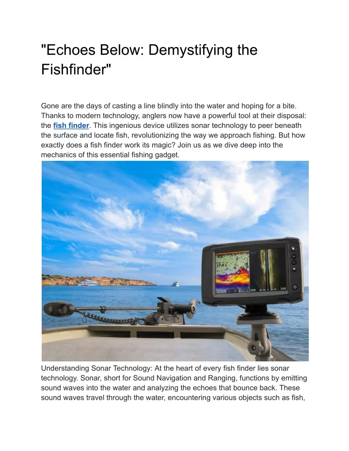 echoes below demystifying the fishfinder