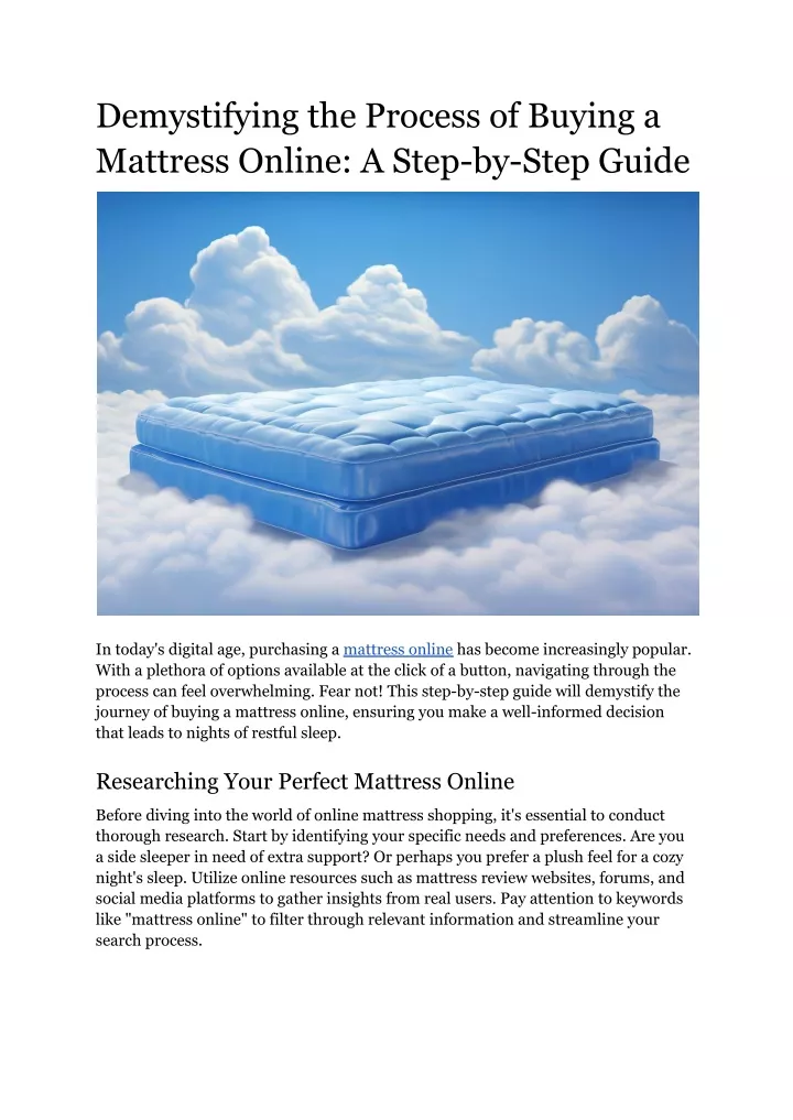 demystifying the process of buying a mattress