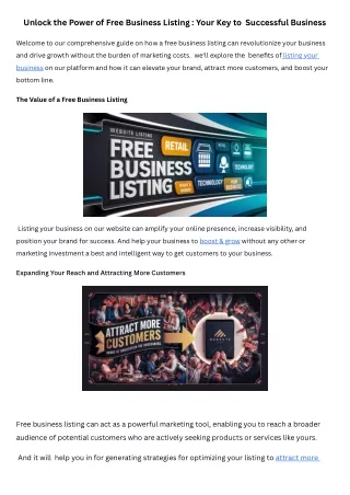 Unlock the Power of Free Business Listing Your Key to Business Success
