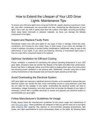 How to Extend the Lifespan of Your LED Grow Lights_ Maintenance Tips