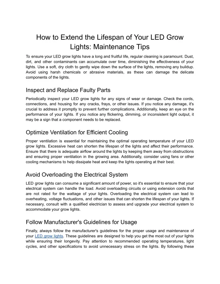 how to extend the lifespan of your led grow