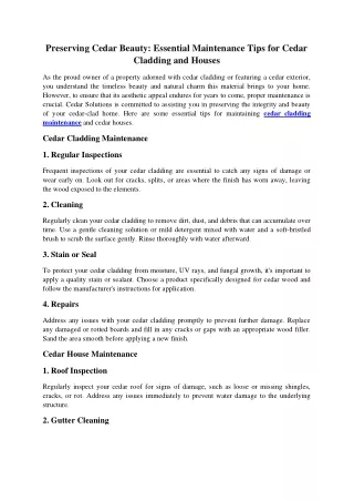 Preserving Cedar Beauty Essential Maintenance Tips for Cedar Cladding and Houses