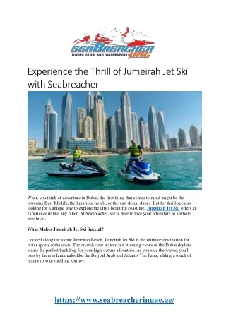 Jumeirah Jet Ski: Experience the Thrill!