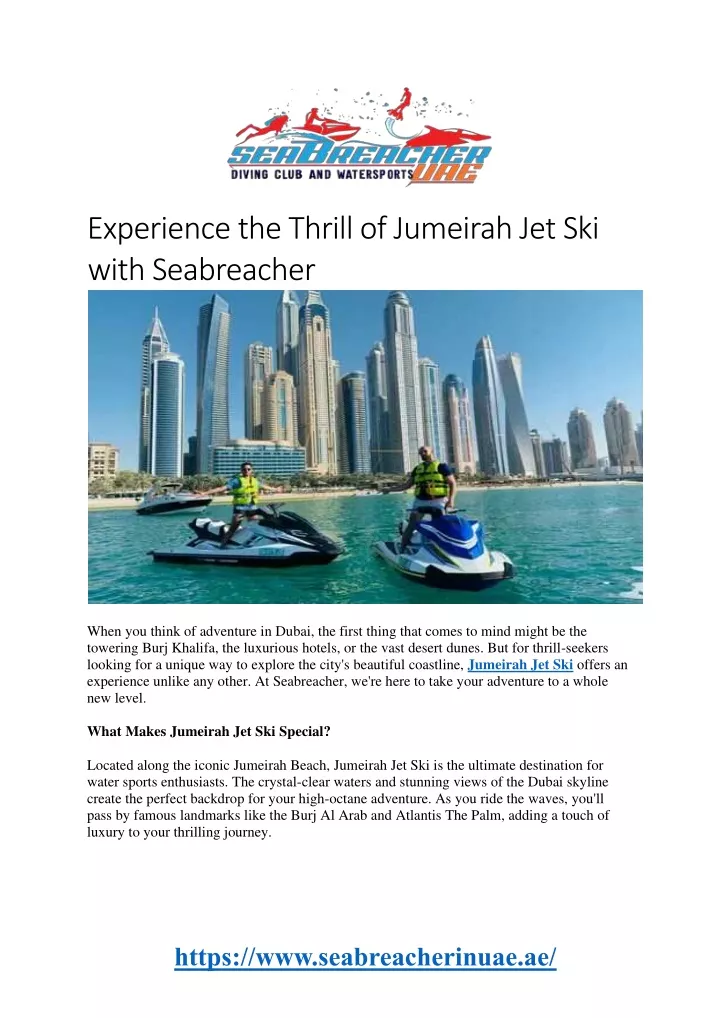 experience the thrill of jumeirah jet ski with