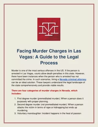 Facing Murder Charges in Las Vegas: A Guide to the Legal Process