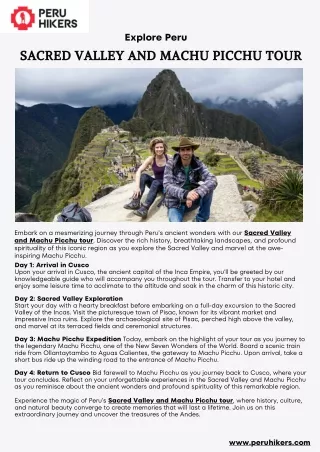 Sacred Valley and Machu Picchu Tour