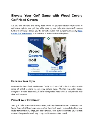 Elevate Your Golf Game with Wood Covers Golf Head Covers
