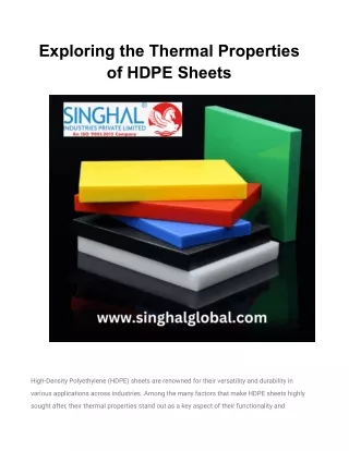 Versatile HDPE Sheets: Solutions for Diverse Applications