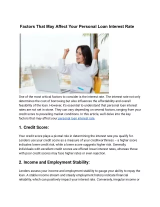 Factors That May Affect Your Personal Loan Interest Rate